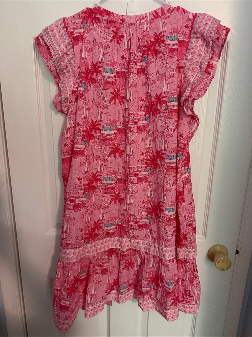 Vineyard Vines Pink Printed Ruffle-Trim Midi Dress - Picture 8 of 9